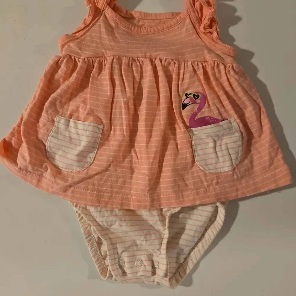 Carters‎ Flamingo Striped Onesie Dress 18m